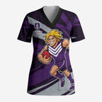 Fremantle Dockers Australian Football Scrub Top Athletic Hero Mascot With Indigenous Pattern Art