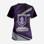 Fremantle Dockers Australian Football Scrub Top Athletic Hero Mascot With Indigenous Pattern Art