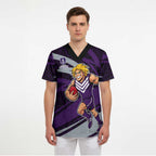 Fremantle Dockers Australian Football Scrub Top Athletic Hero Mascot With Indigenous Pattern Art