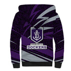 Fremantle Dockers Australian Football Sherpa Hoodie Athletic Hero Mascot With Indigenous Pattern Art