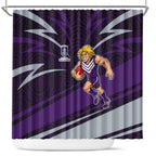 Fremantle Dockers Australian Football Shower Curtain Athletic Hero Mascot With Indigenous Pattern Art