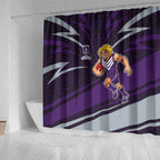 Fremantle Dockers Australian Football Shower Curtain Athletic Hero Mascot With Indigenous Pattern Art