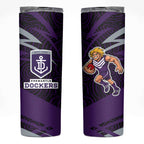 Fremantle Dockers Australian Football Skinny Tumbler Athletic Hero Mascot With Indigenous Pattern Art