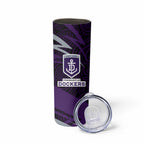 Fremantle Dockers Australian Football Skinny Tumbler Athletic Hero Mascot With Indigenous Pattern Art