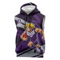 Fremantle Dockers Australian Football Sleeveless Hoodie Athletic Hero Mascot With Indigenous Pattern Art