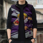 Fremantle Dockers Australian Football Sleeveless Puffer Jacket Athletic Hero Mascot With Indigenous Pattern Art