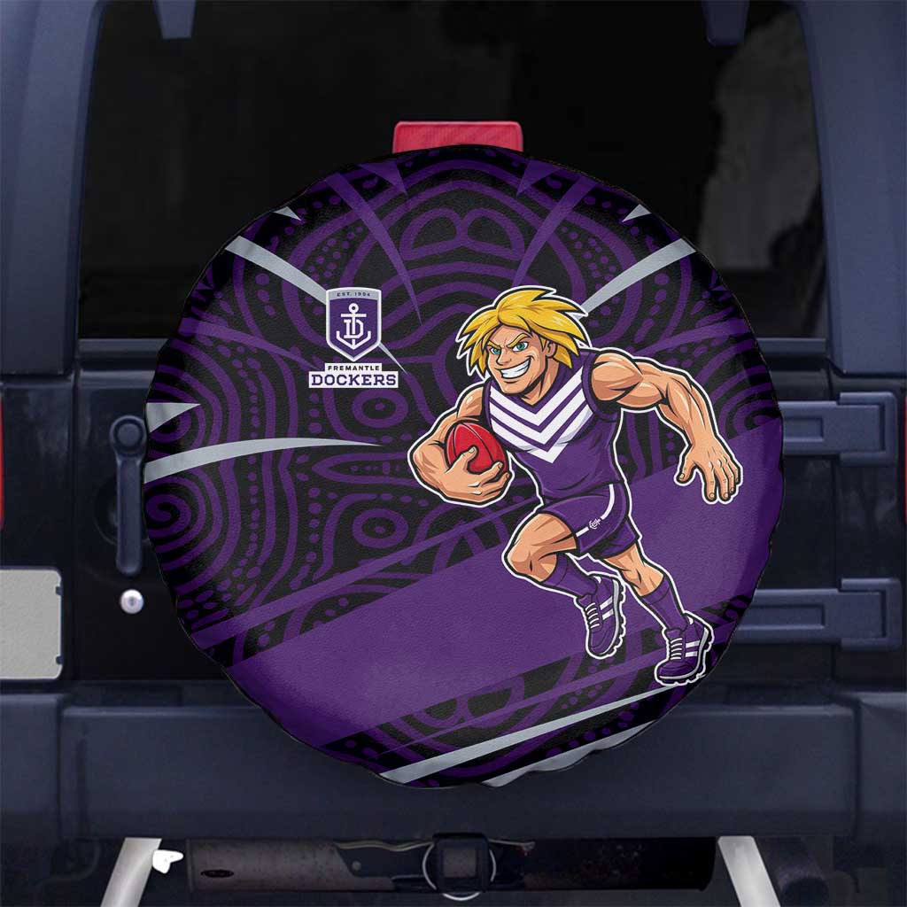 Fremantle Dockers Australian Football Spare Tire Cover Athletic Hero Mascot With Indigenous Pattern Art