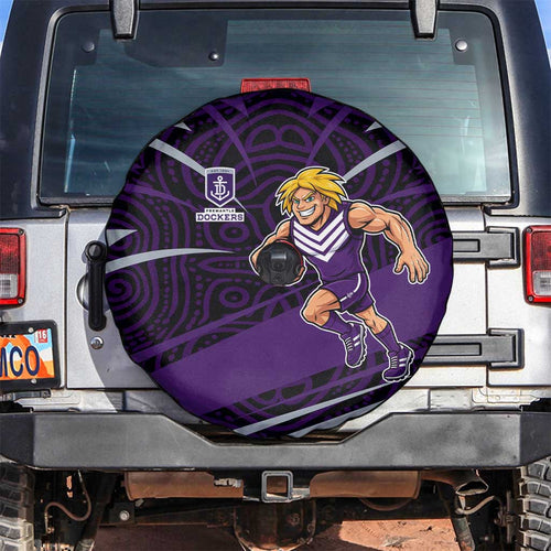 Fremantle Dockers Australian Football Spare Tire Cover Athletic Hero Mascot With Indigenous Pattern Art