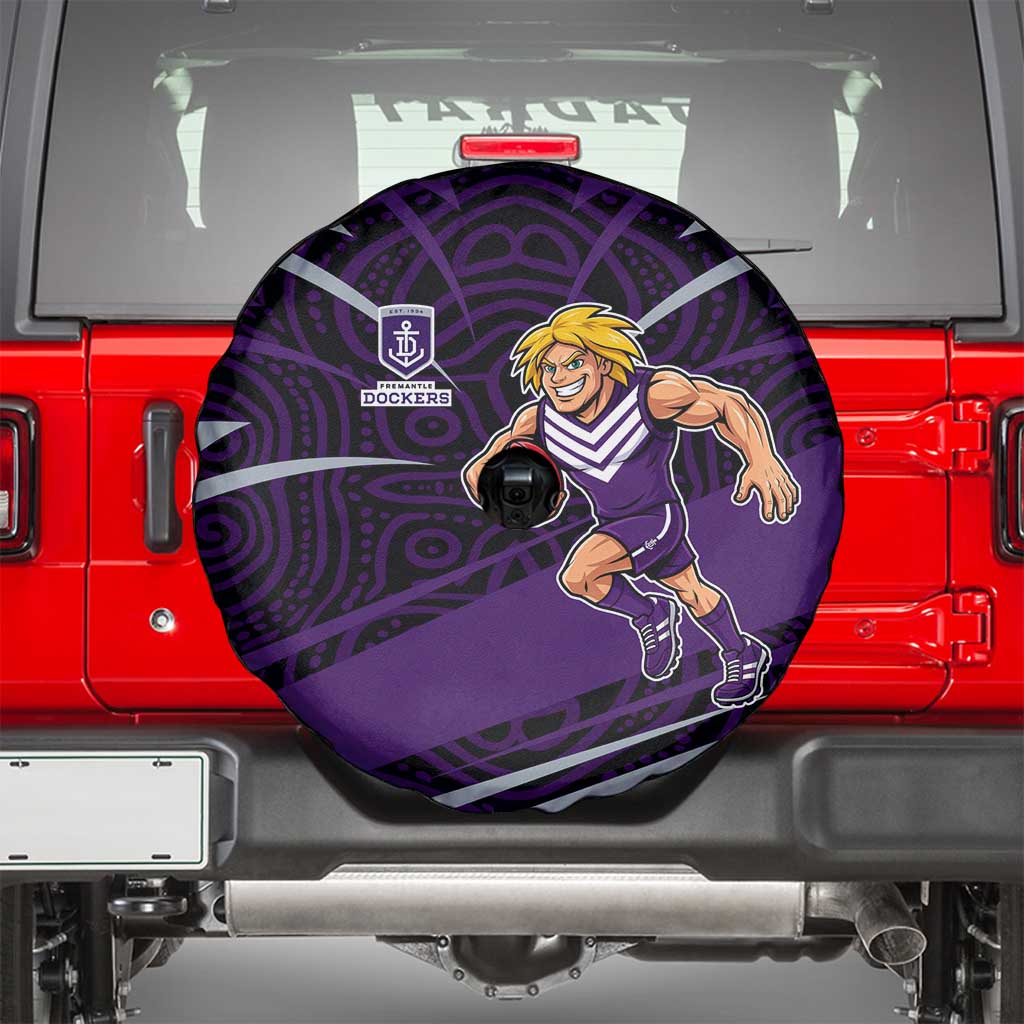 Fremantle Dockers Australian Football Spare Tire Cover Athletic Hero Mascot With Indigenous Pattern Art