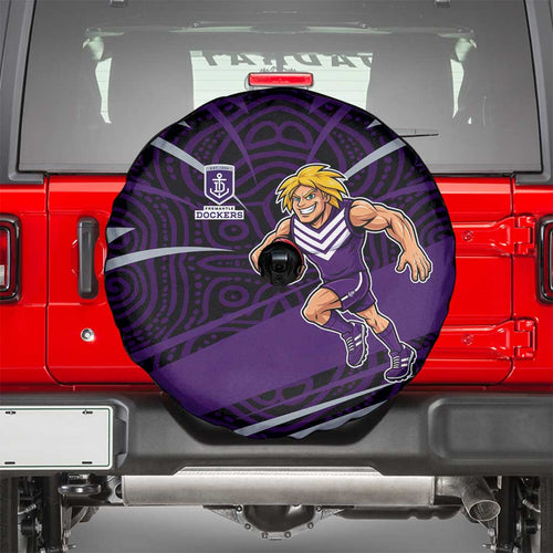 Fremantle Dockers Australian Football Spare Tire Cover Athletic Hero Mascot With Indigenous Pattern Art