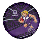 Fremantle Dockers Australian Football Spare Tire Cover Athletic Hero Mascot With Indigenous Pattern Art