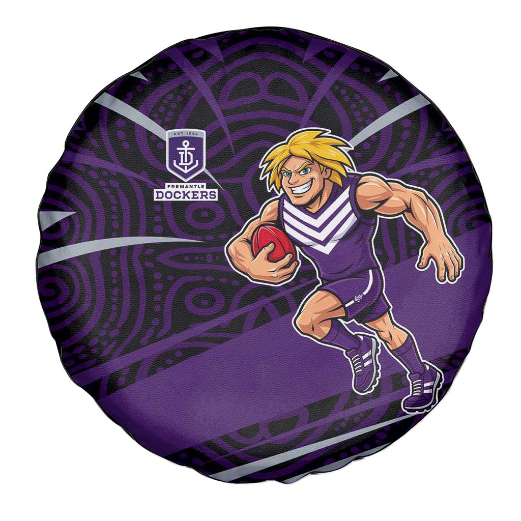 Fremantle Dockers Australian Football Spare Tire Cover Athletic Hero Mascot With Indigenous Pattern Art