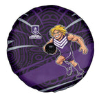 Fremantle Dockers Australian Football Spare Tire Cover Athletic Hero Mascot With Indigenous Pattern Art
