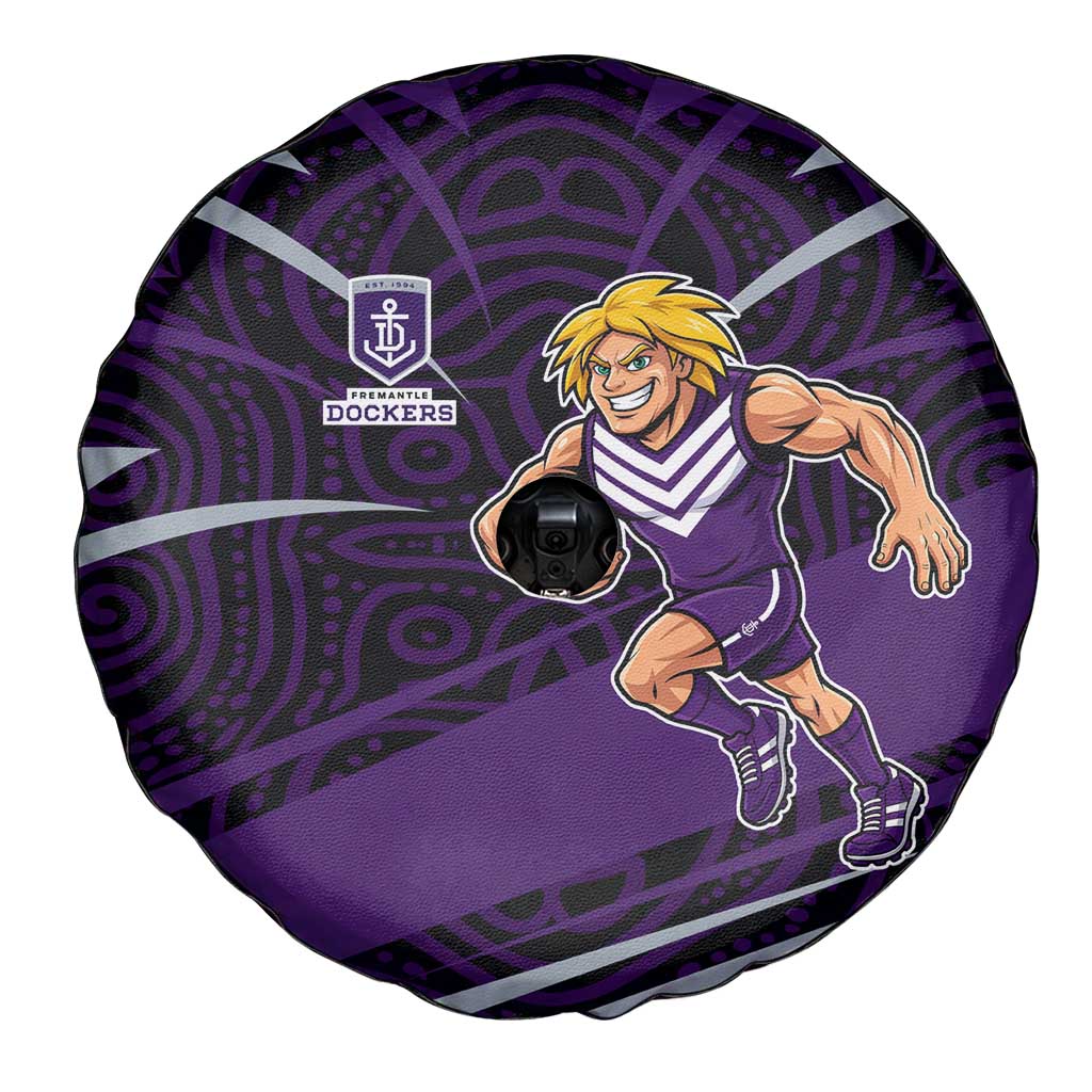 Fremantle Dockers Australian Football Spare Tire Cover Athletic Hero Mascot With Indigenous Pattern Art