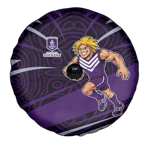 Fremantle Dockers Australian Football Spare Tire Cover Athletic Hero Mascot With Indigenous Pattern Art