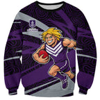 Fremantle Dockers Australian Football Sweatshirt Athletic Hero Mascot With Indigenous Pattern Art