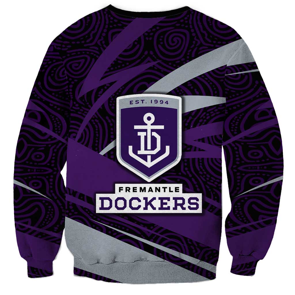 Fremantle Dockers Australian Football Sweatshirt Athletic Hero Mascot With Indigenous Pattern Art