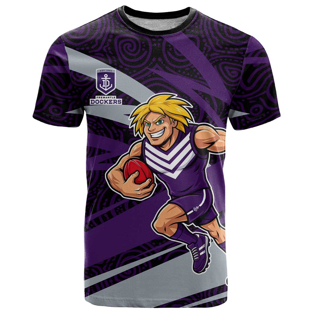 Fremantle Dockers Australian Football T Shirt Athletic Hero Mascot With Indigenous Pattern Art