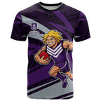 Fremantle Dockers Australian Football T Shirt Athletic Hero Mascot With Indigenous Pattern Art