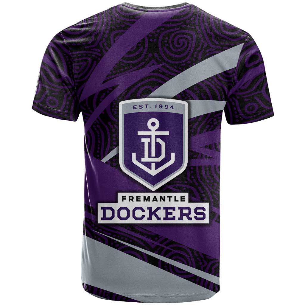 Fremantle Dockers Australian Football T Shirt Athletic Hero Mascot With Indigenous Pattern Art