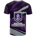 Fremantle Dockers Australian Football T Shirt Athletic Hero Mascot With Indigenous Pattern Art