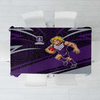 Fremantle Dockers Australian Football Tablecloth Athletic Hero Mascot With Indigenous Pattern Art
