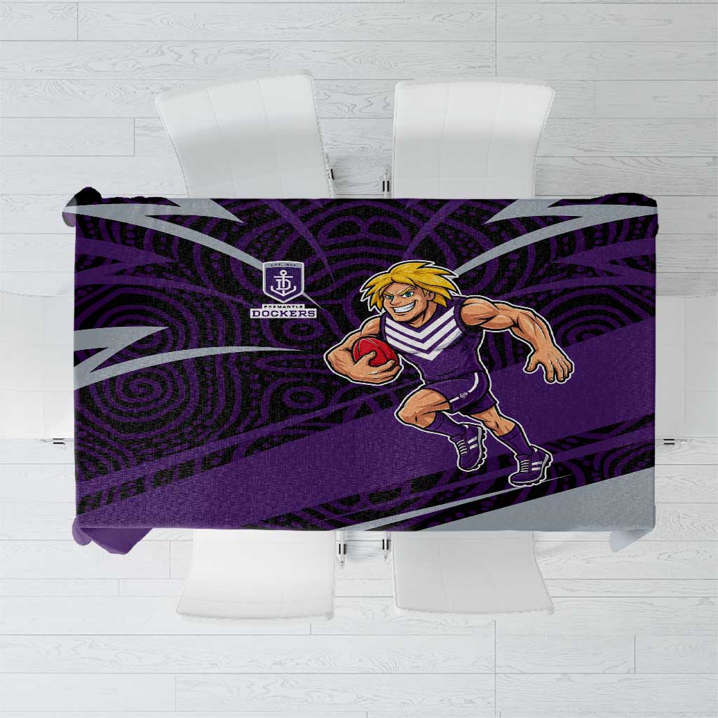 Fremantle Dockers Australian Football Tablecloth Athletic Hero Mascot With Indigenous Pattern Art