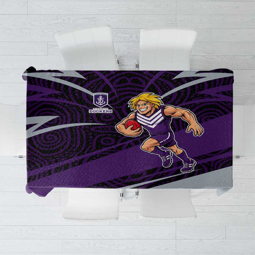 Fremantle Dockers Australian Football Tablecloth Athletic Hero Mascot With Indigenous Pattern Art