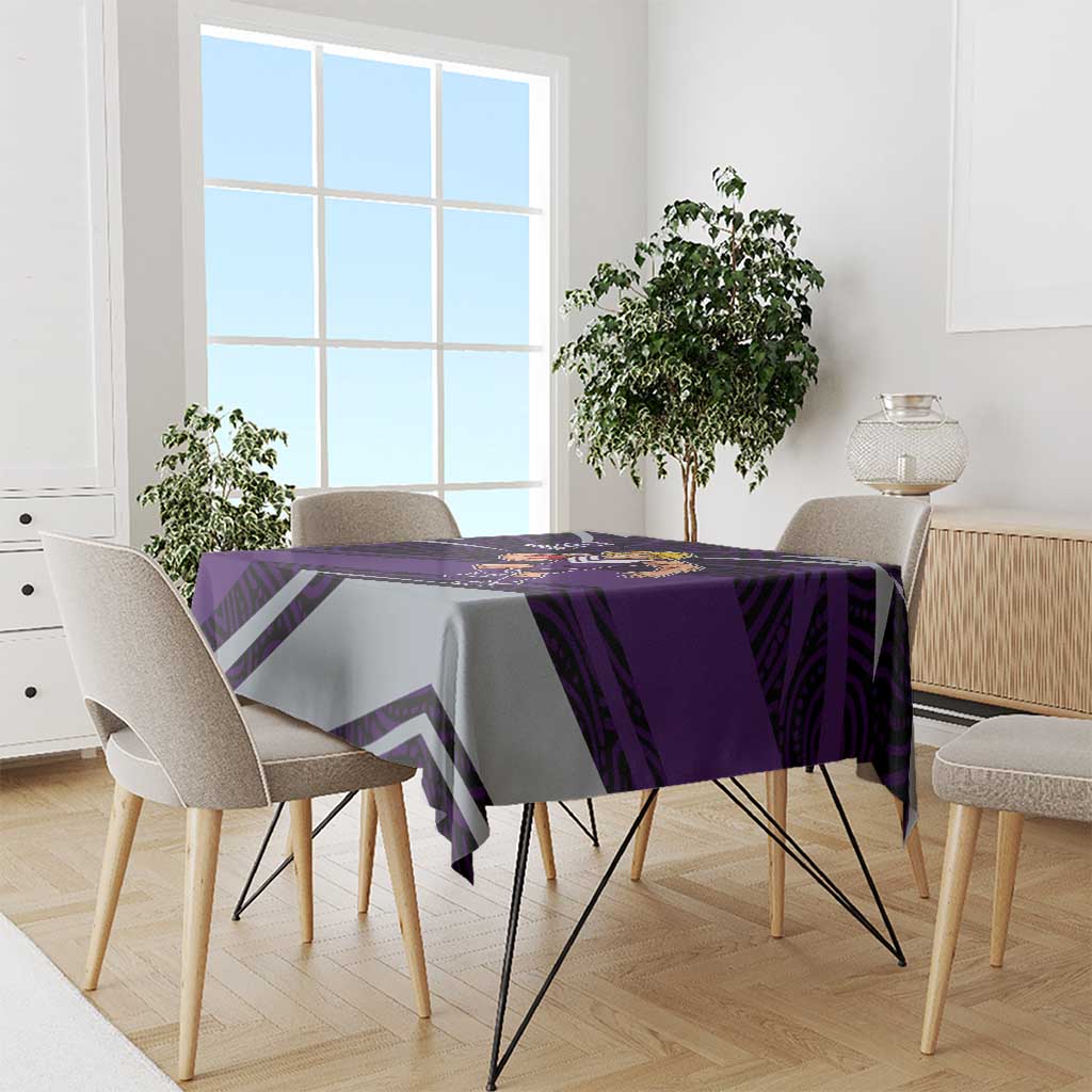 Fremantle Dockers Australian Football Tablecloth Athletic Hero Mascot With Indigenous Pattern Art