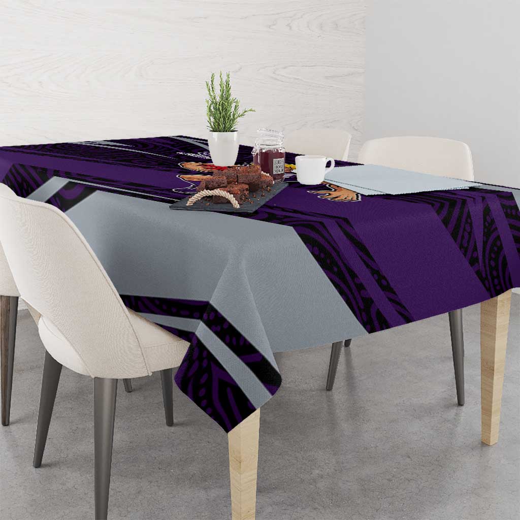 Fremantle Dockers Australian Football Tablecloth Athletic Hero Mascot With Indigenous Pattern Art