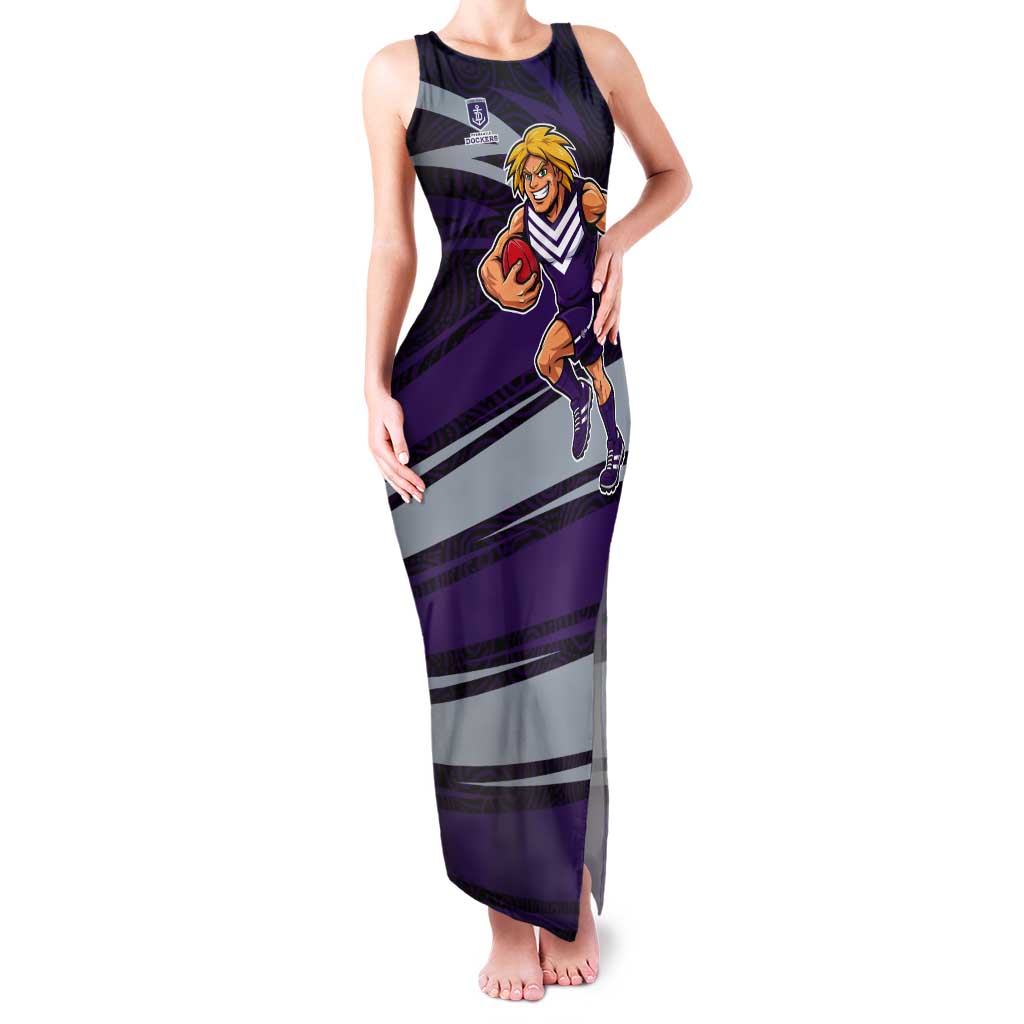 Fremantle Dockers Australian Football Tank Maxi Dress Athletic Hero Mascot With Indigenous Pattern Art