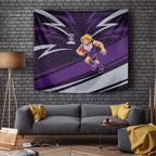 Fremantle Dockers Australian Football Tapestry Athletic Hero Mascot With Indigenous Pattern Art
