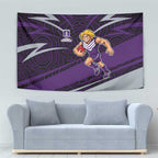 Fremantle Dockers Australian Football Tapestry Athletic Hero Mascot With Indigenous Pattern Art