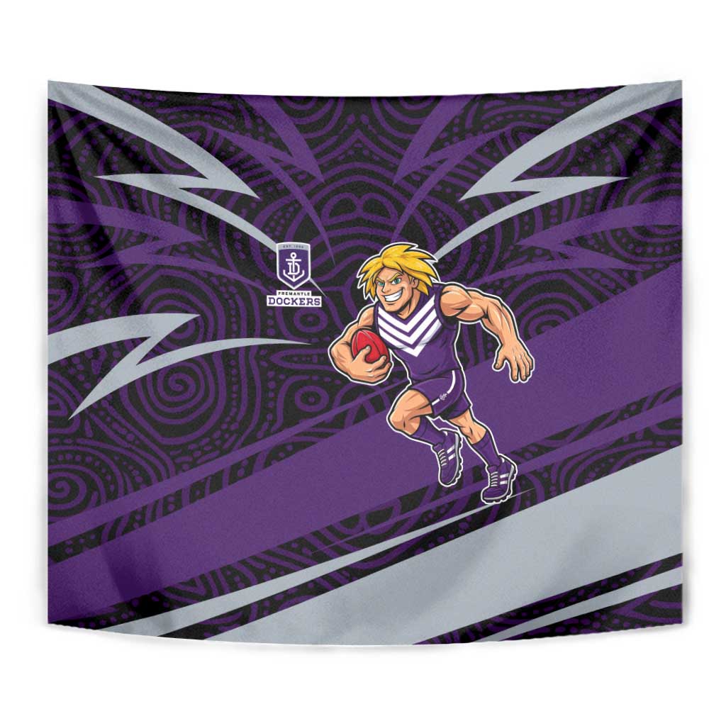 Fremantle Dockers Australian Football Tapestry Athletic Hero Mascot With Indigenous Pattern Art