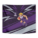Fremantle Dockers Australian Football Tapestry Athletic Hero Mascot With Indigenous Pattern Art
