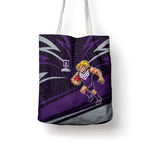 Fremantle Dockers Australian Football Tote Bag Athletic Hero Mascot With Indigenous Pattern Art