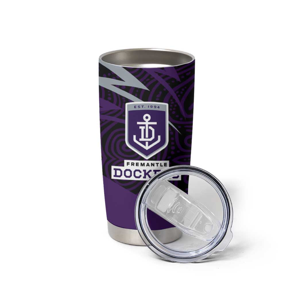 Fremantle Dockers Australian Football Tumbler Cup Athletic Hero Mascot With Indigenous Pattern Art
