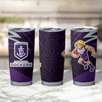 Fremantle Dockers Australian Football Tumbler Cup Athletic Hero Mascot With Indigenous Pattern Art