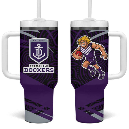 Fremantle Dockers Australian Football Tumbler With Handle Athletic Hero Mascot With Indigenous Pattern Art