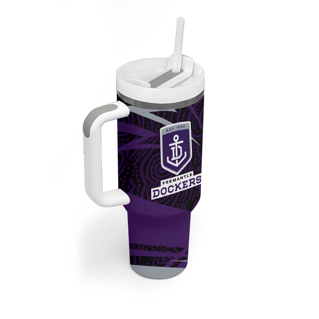 Fremantle Dockers Australian Football Tumbler With Handle Athletic Hero Mascot With Indigenous Pattern Art