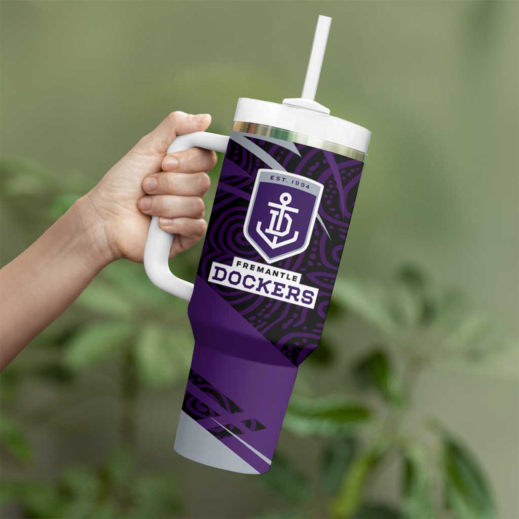 Fremantle Dockers Australian Football Tumbler With Handle Athletic Hero Mascot With Indigenous Pattern Art