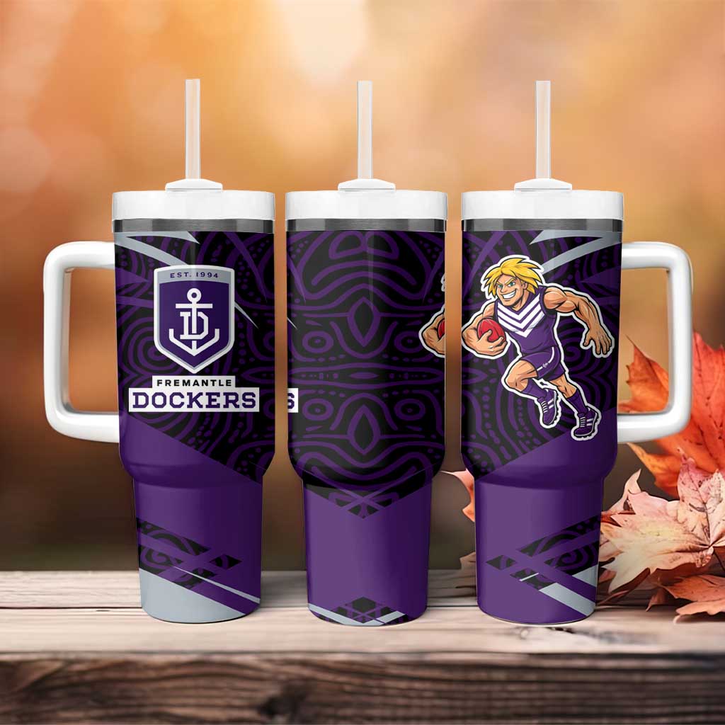 Fremantle Dockers Australian Football Tumbler With Handle Athletic Hero Mascot With Indigenous Pattern Art