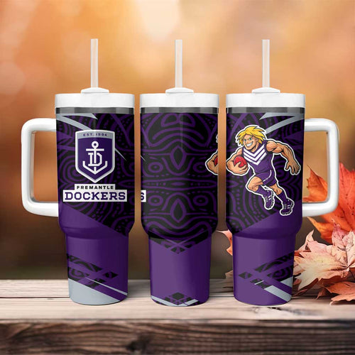 Fremantle Dockers Australian Football Tumbler With Handle Athletic Hero Mascot With Indigenous Pattern Art