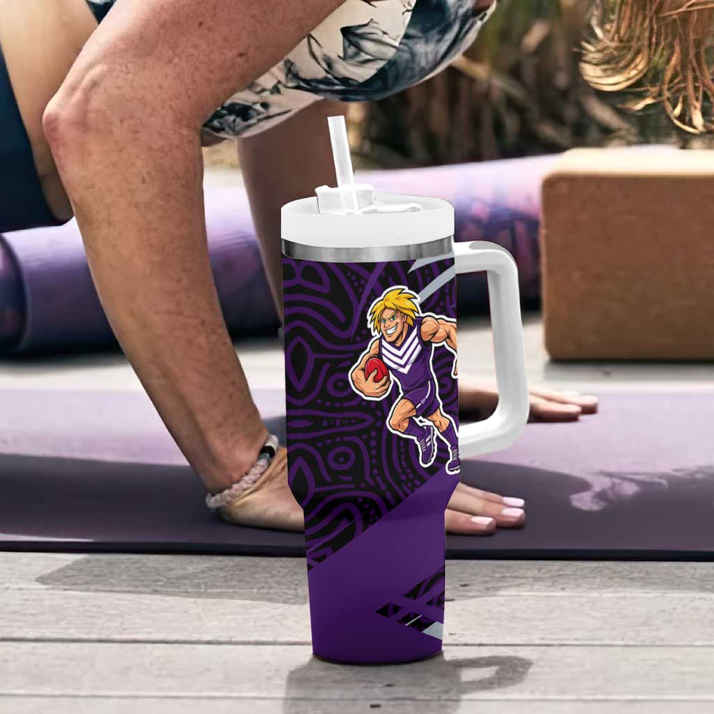 Fremantle Dockers Australian Football Tumbler With Handle Athletic Hero Mascot With Indigenous Pattern Art