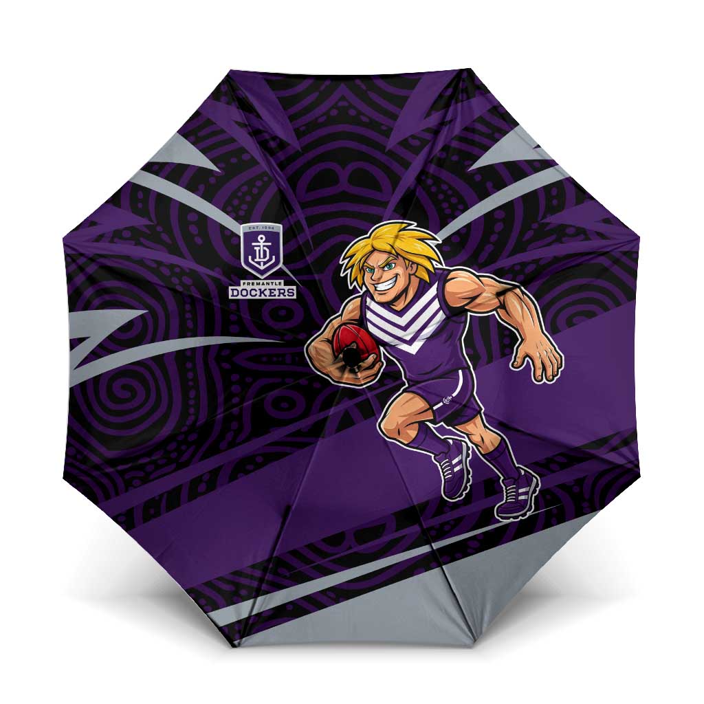 Fremantle Dockers Australian Football Umbrella Athletic Hero Mascot With Indigenous Pattern Art