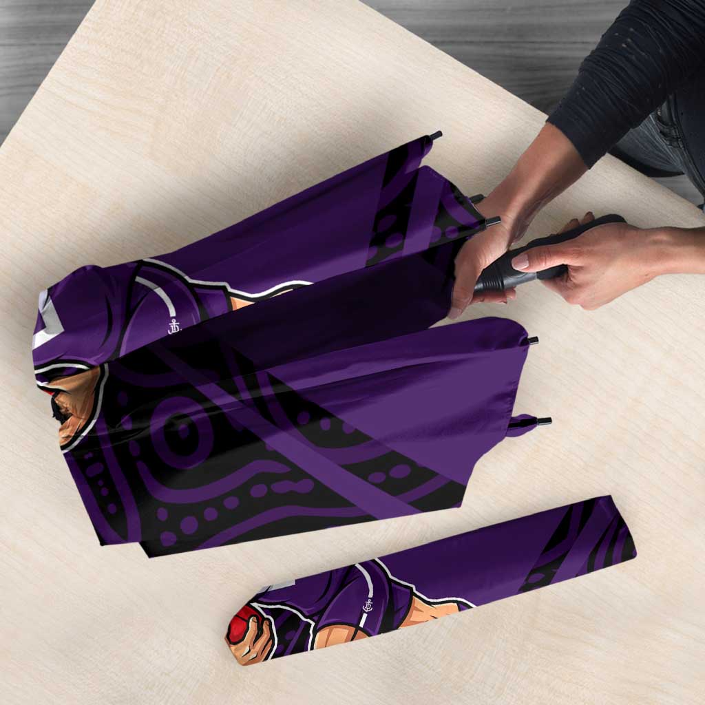 Fremantle Dockers Australian Football Umbrella Athletic Hero Mascot With Indigenous Pattern Art