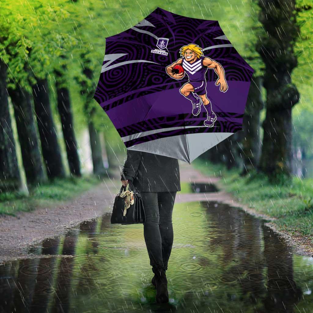 Fremantle Dockers Australian Football Umbrella Athletic Hero Mascot With Indigenous Pattern Art