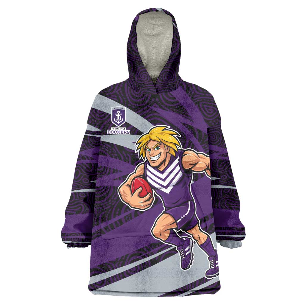 Fremantle Dockers Australian Football Wearable Blanket Hoodie Athletic Hero Mascot With Indigenous Pattern Art