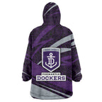 Fremantle Dockers Australian Football Wearable Blanket Hoodie Athletic Hero Mascot With Indigenous Pattern Art