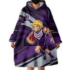 Fremantle Dockers Australian Football Wearable Blanket Hoodie Athletic Hero Mascot With Indigenous Pattern Art